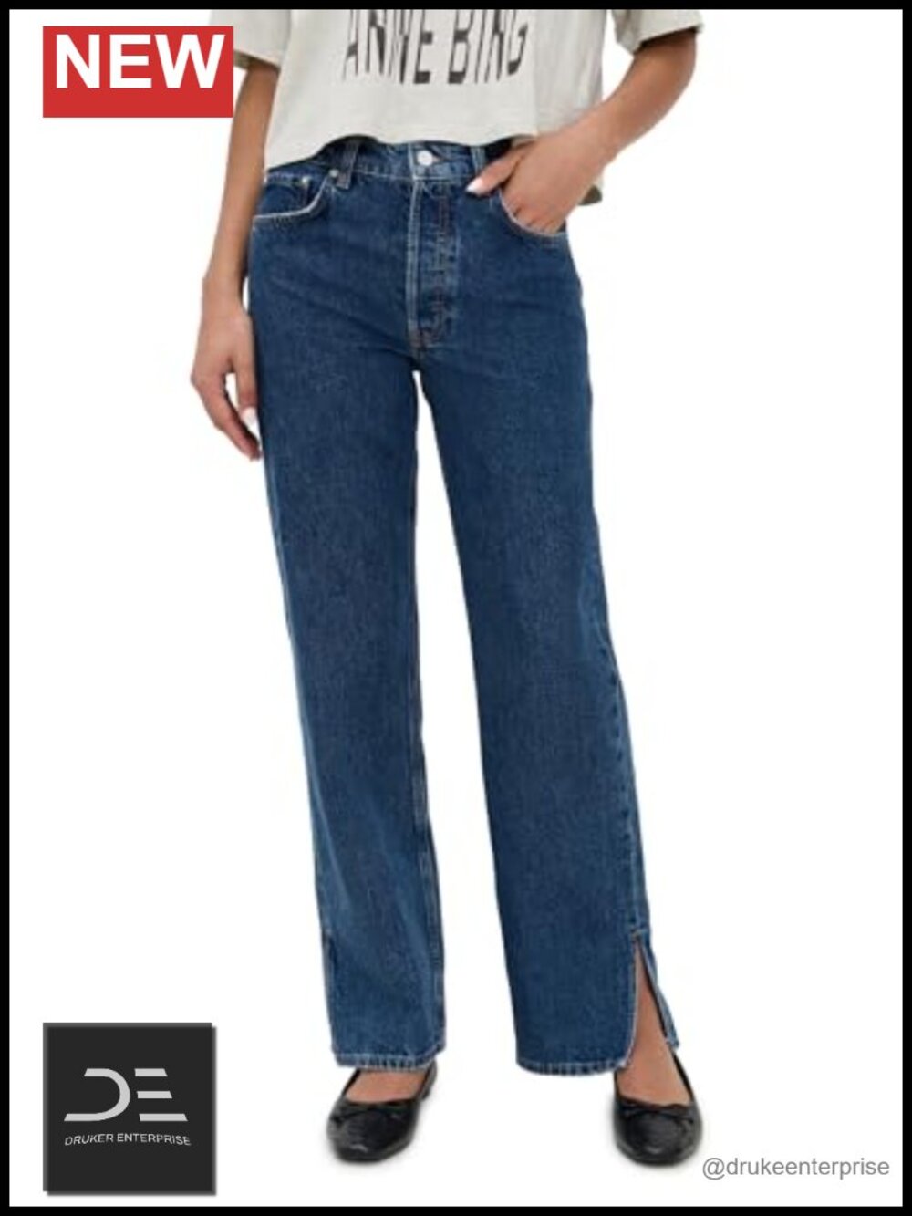 Straight Leg Mid Rise 100% Cotton Non-Stretch Jeans